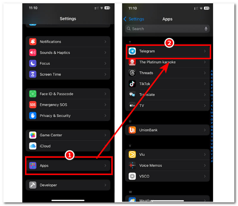 Access Telegram App Setting