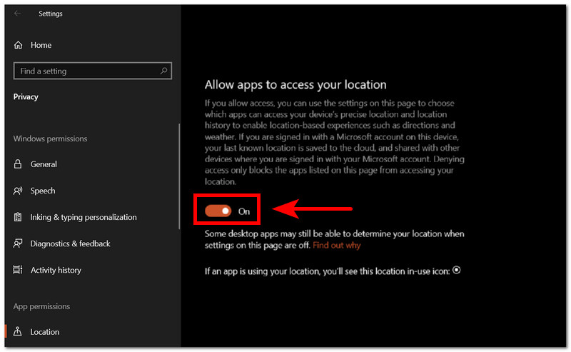 Allow Apps Access Location