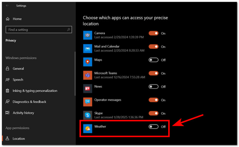 Allow Weather Access Location