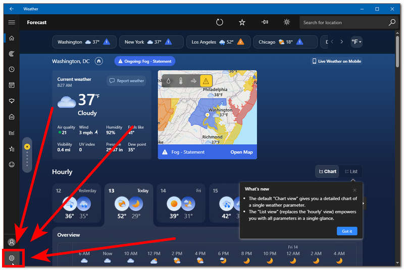 Go to Weather Setting