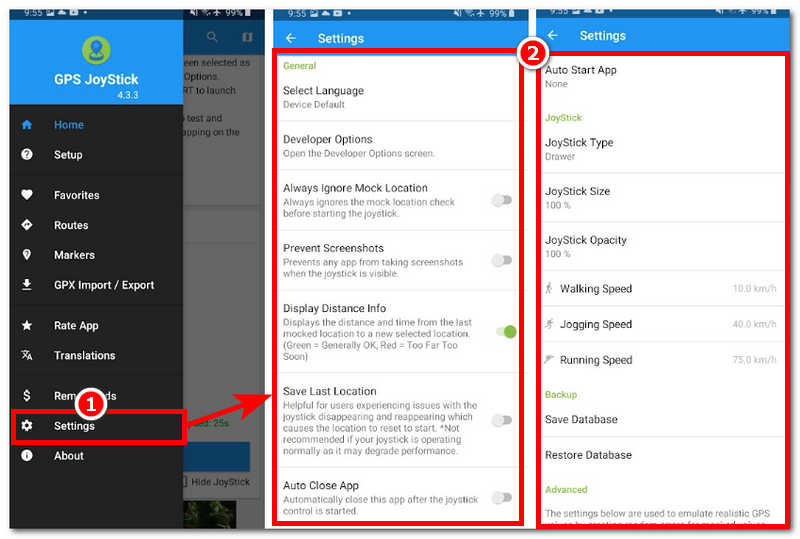 GPS Joystick Settings