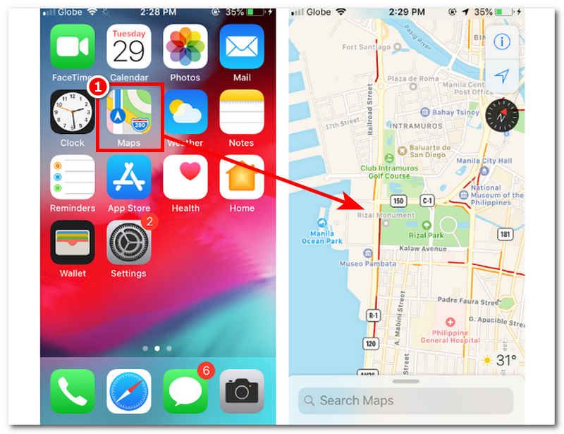 Open iPhone Maps