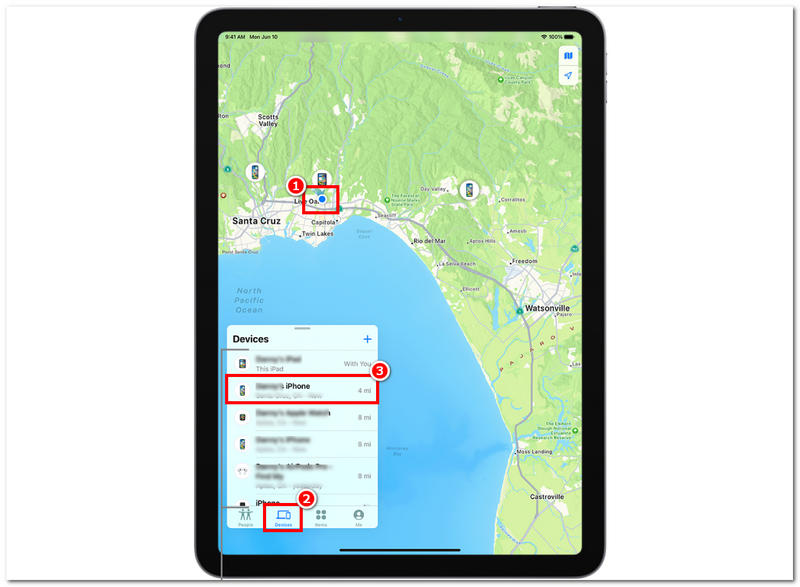 Select And Locate i Phone Device