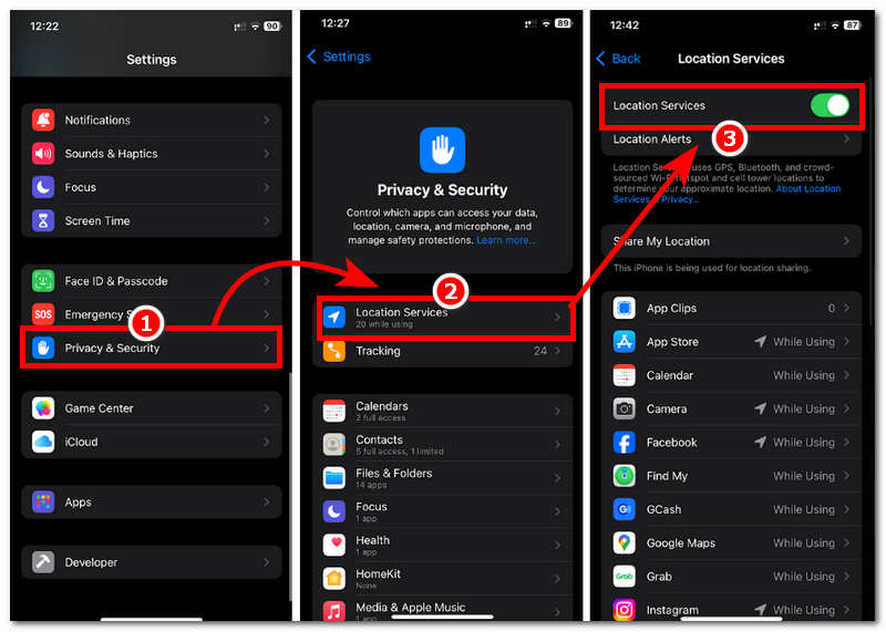 Turn on Mobile Location Services
