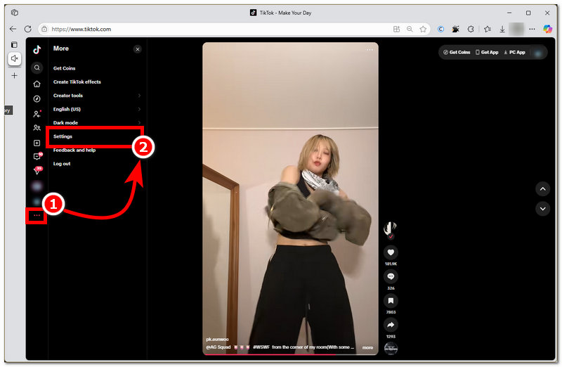 Open Tiktok Web Setting