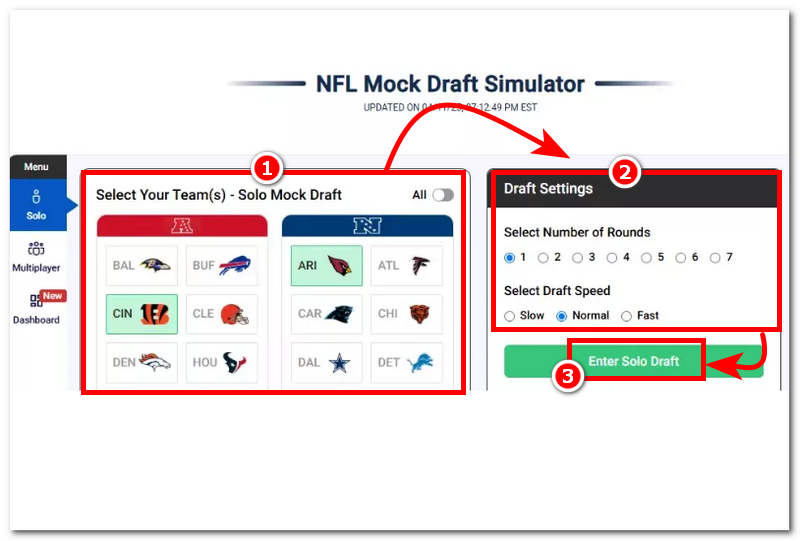 Select Team And Draft Setting